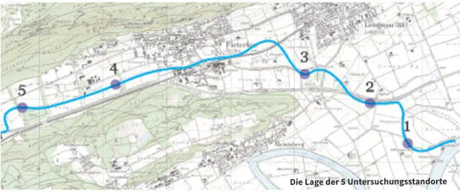 Die Lage der 5 Untersuchungsstandorte